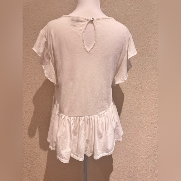 Lucky Brand White Embroidered Peplum Top – Size M - Picture 3 of 16